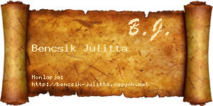 Bencsik Julitta névjegykártya